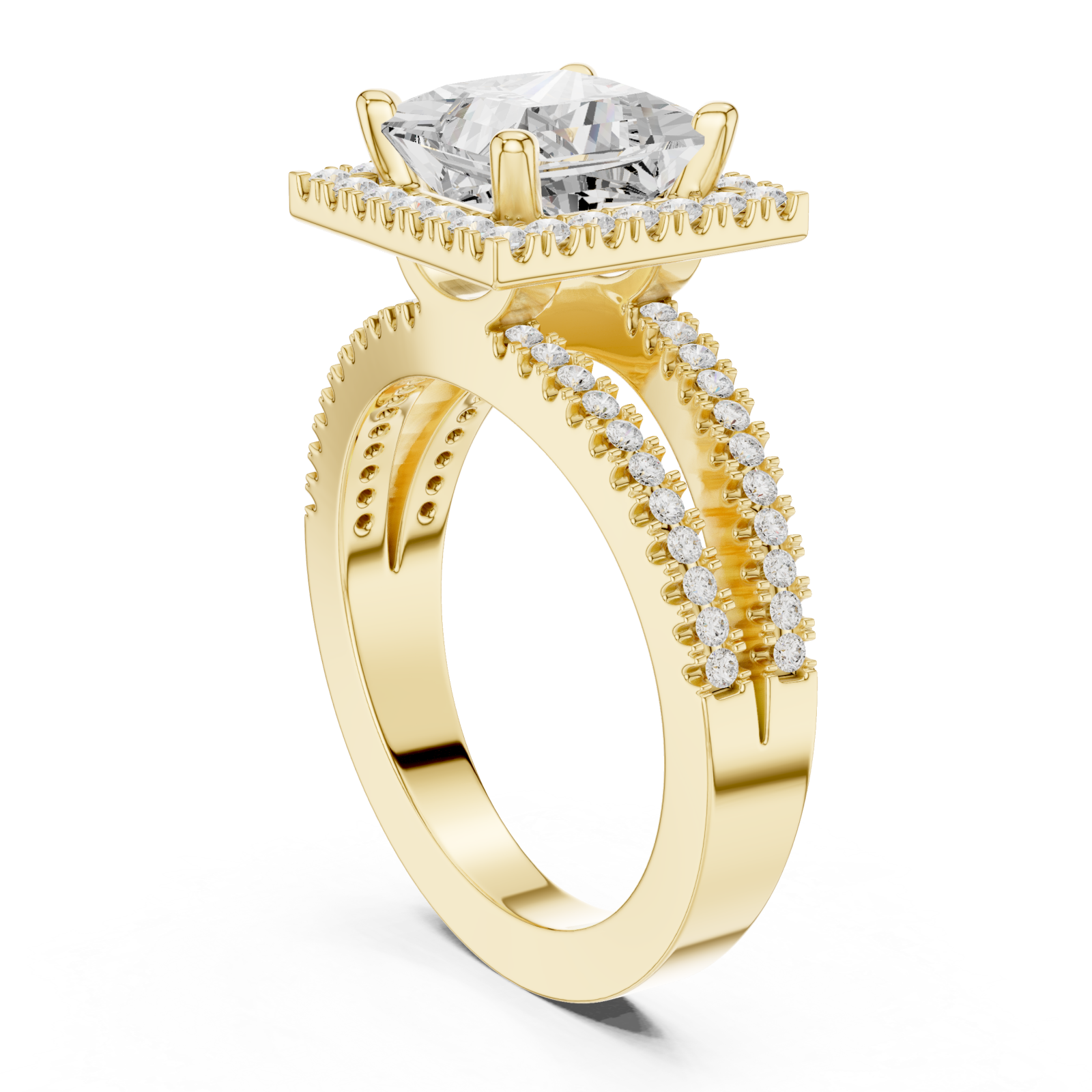  Gold Regency Halo Princess Ring Left View
