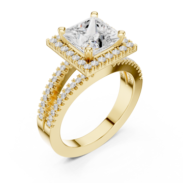 Gold Regency Halo Princess Ring Right View