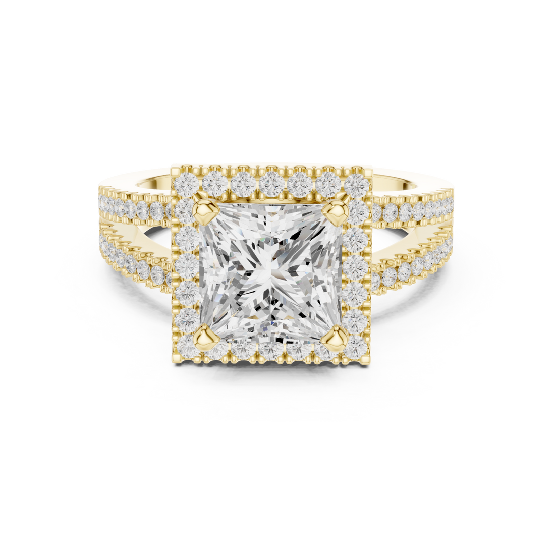 Gold Regency Halo Princess Ring Right View