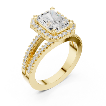 Gold Radiant Majesty Halo Engagement Ring Right View