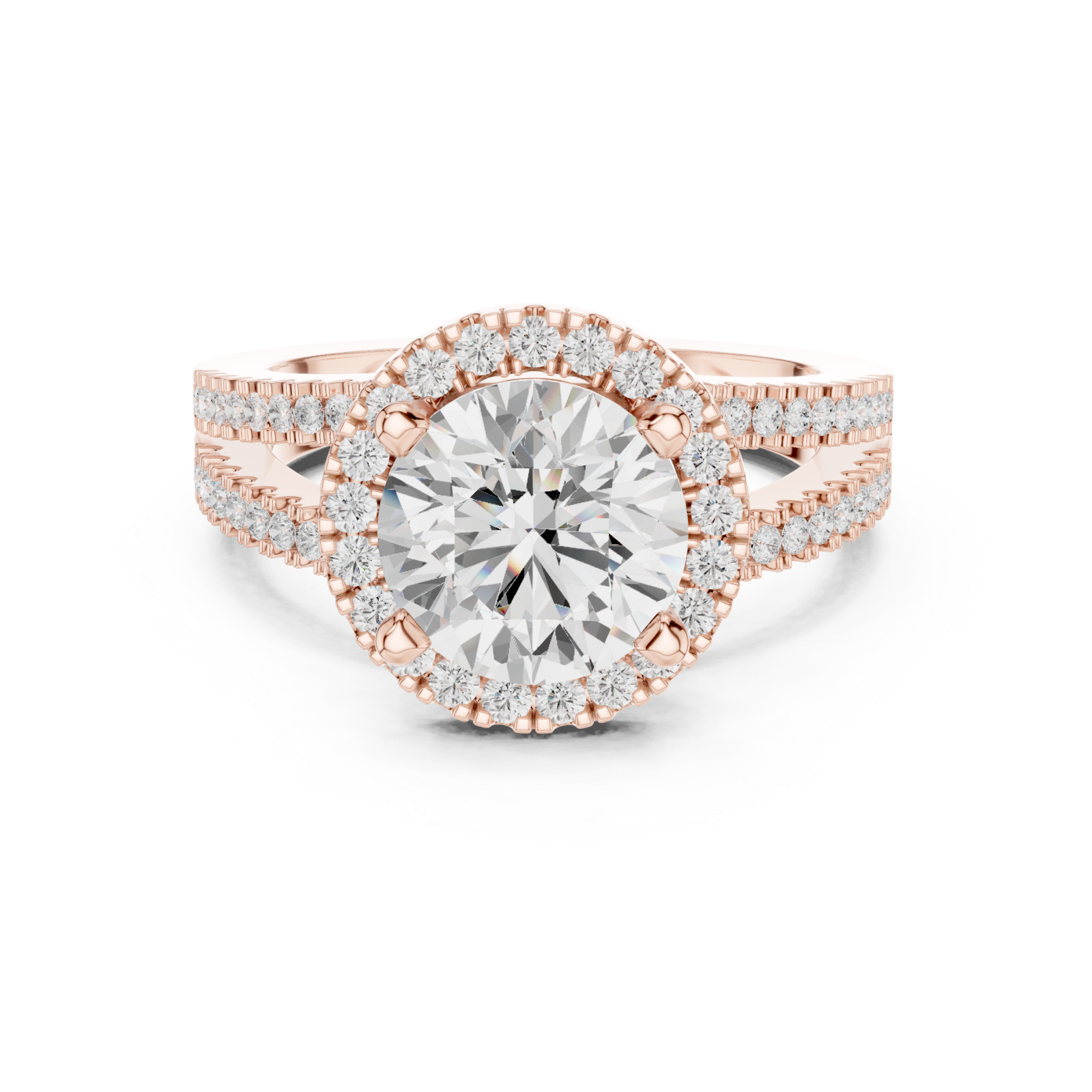  Rose Gold Twilight Grace Halo Ring Front View