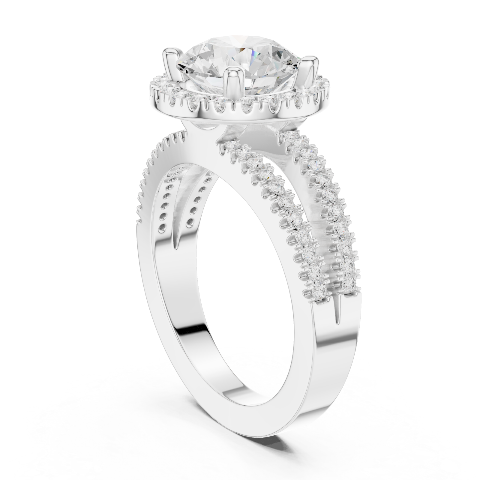  White Gold Twilight Grace Halo Ring Left View