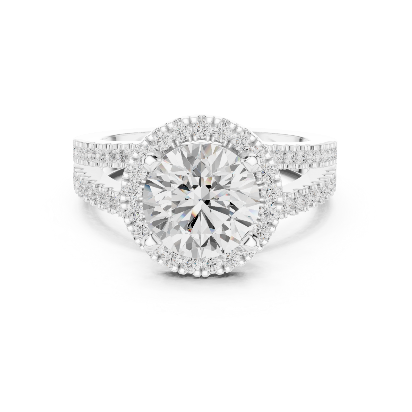  White Gold Twilight Grace Halo Ring Front View