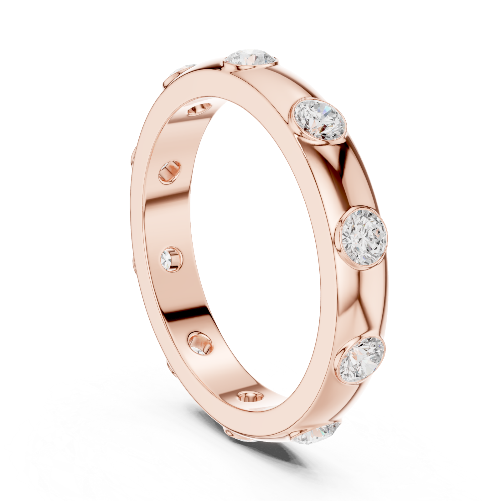  Rose Gold Glinting Aura Sleek Band Ring Left View