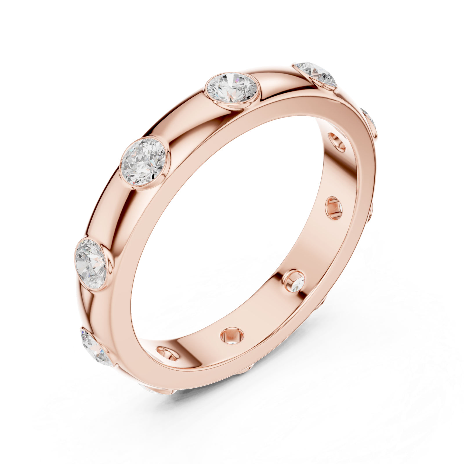  Rose Gold Glinting Aura Sleek Band Ring Right View