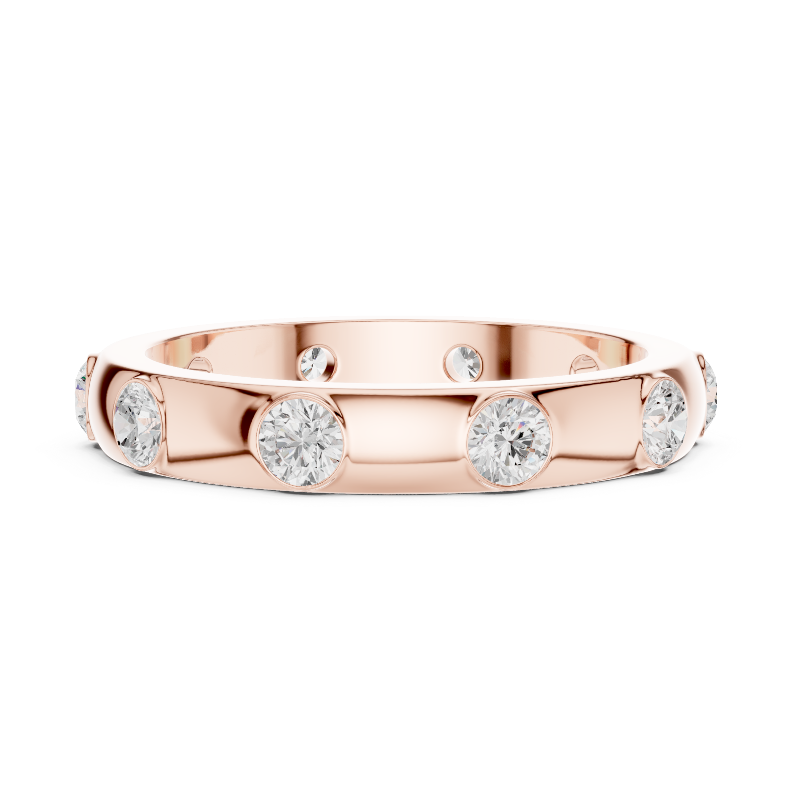  Rose Gold Glinting Aura Sleek Band Ring Side View