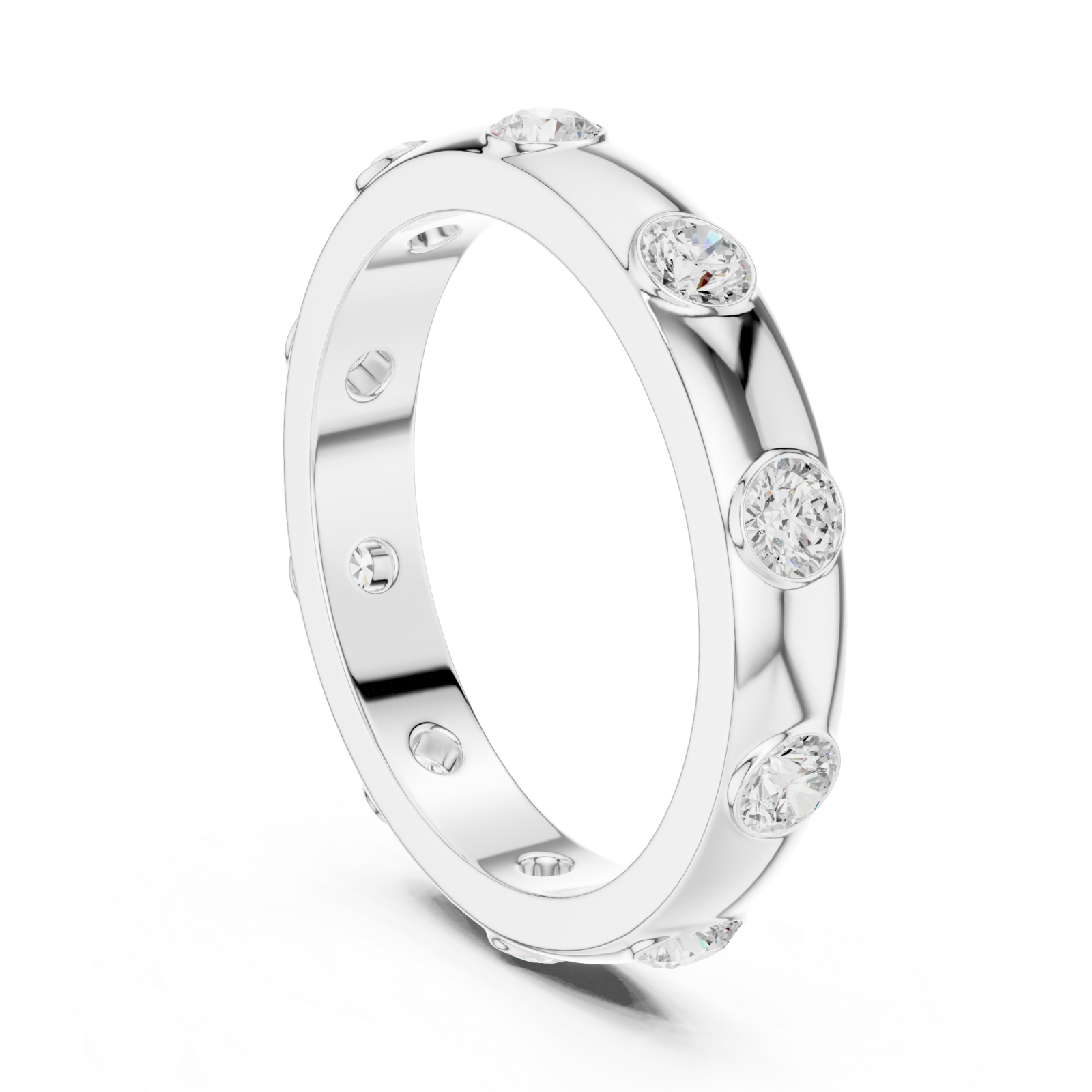 White Gold Glinting Aura Sleek Band Ring Left View