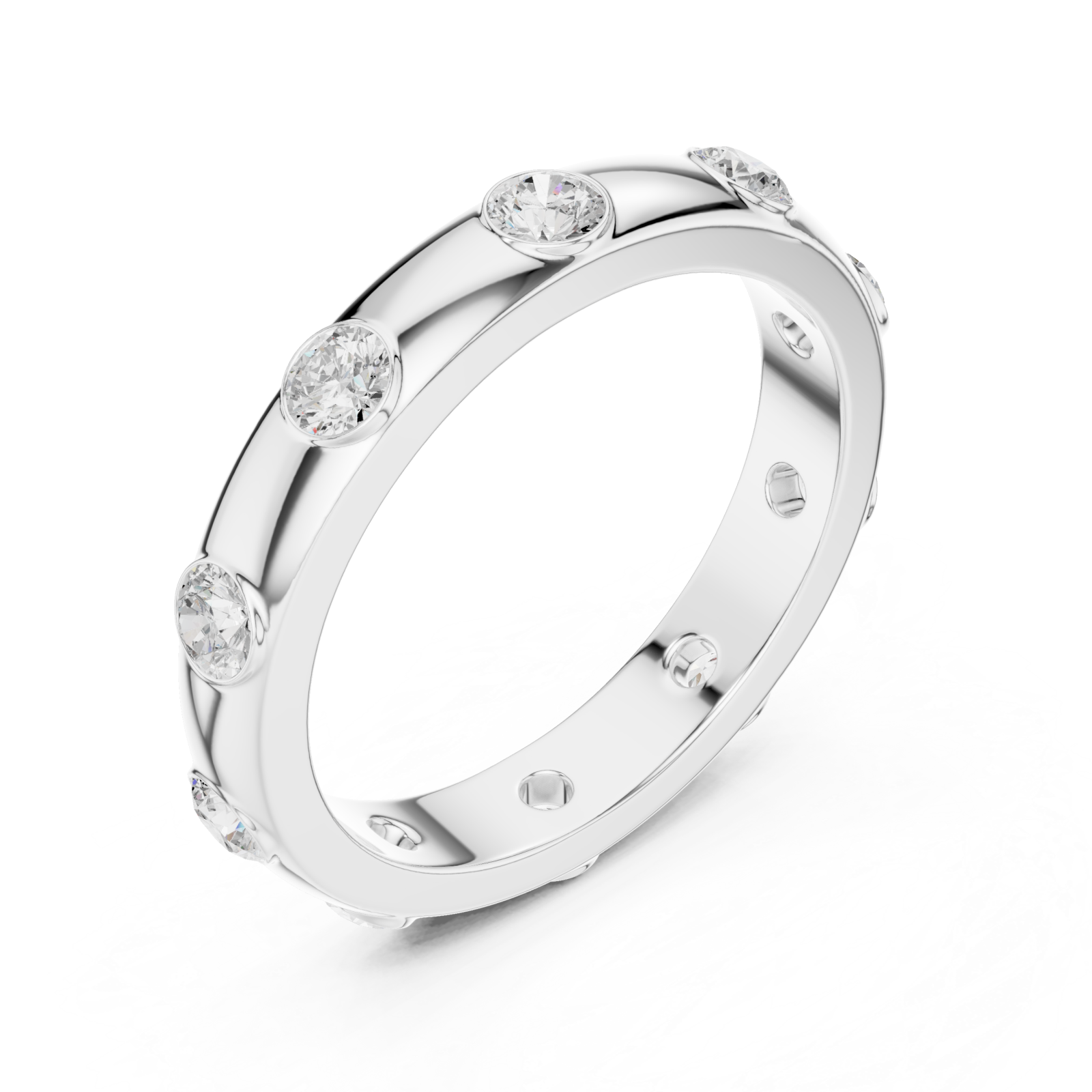 White Gold Glinting Aura Sleek Band Ring Right View