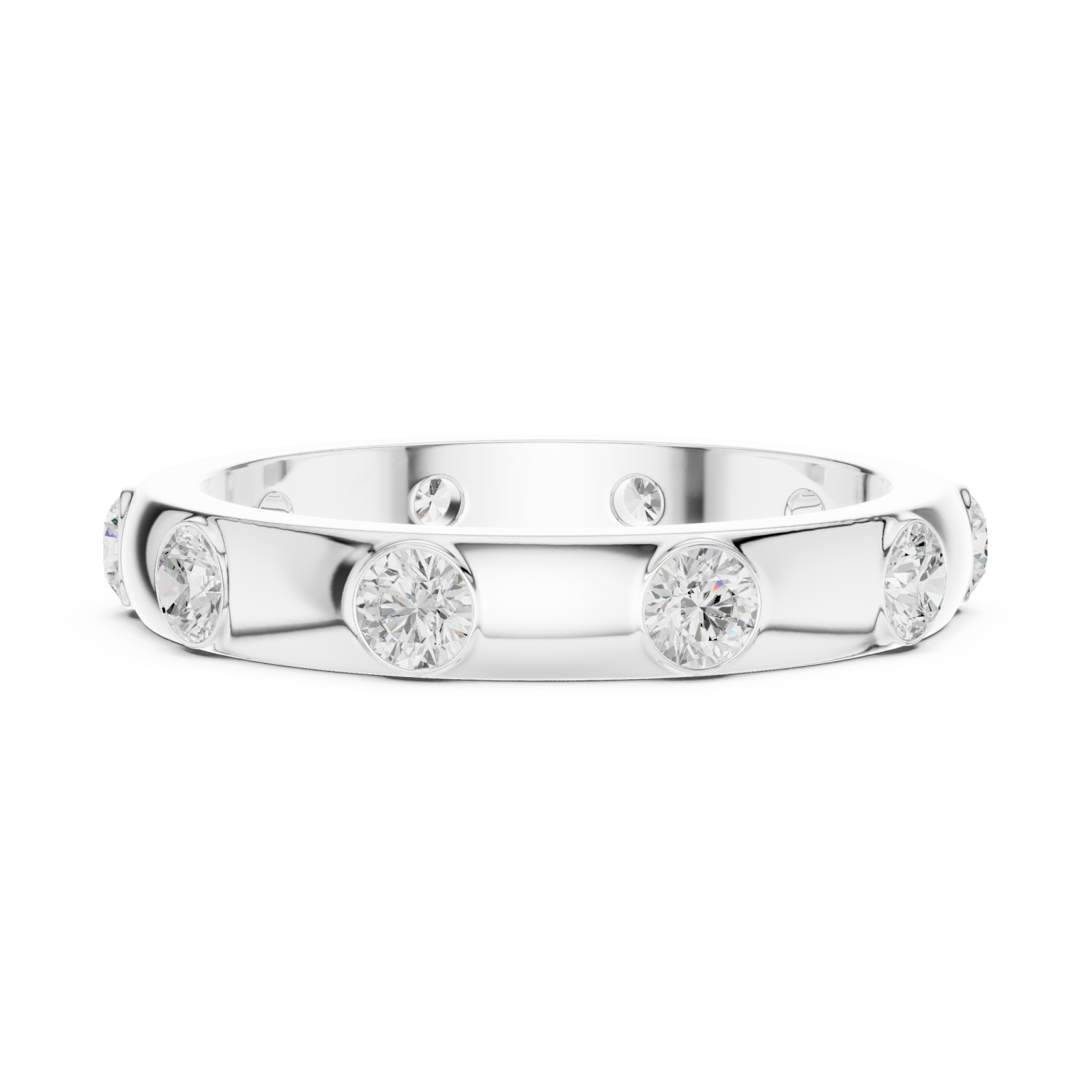  White Gold Glinting Aura Sleek Band Ring Side View