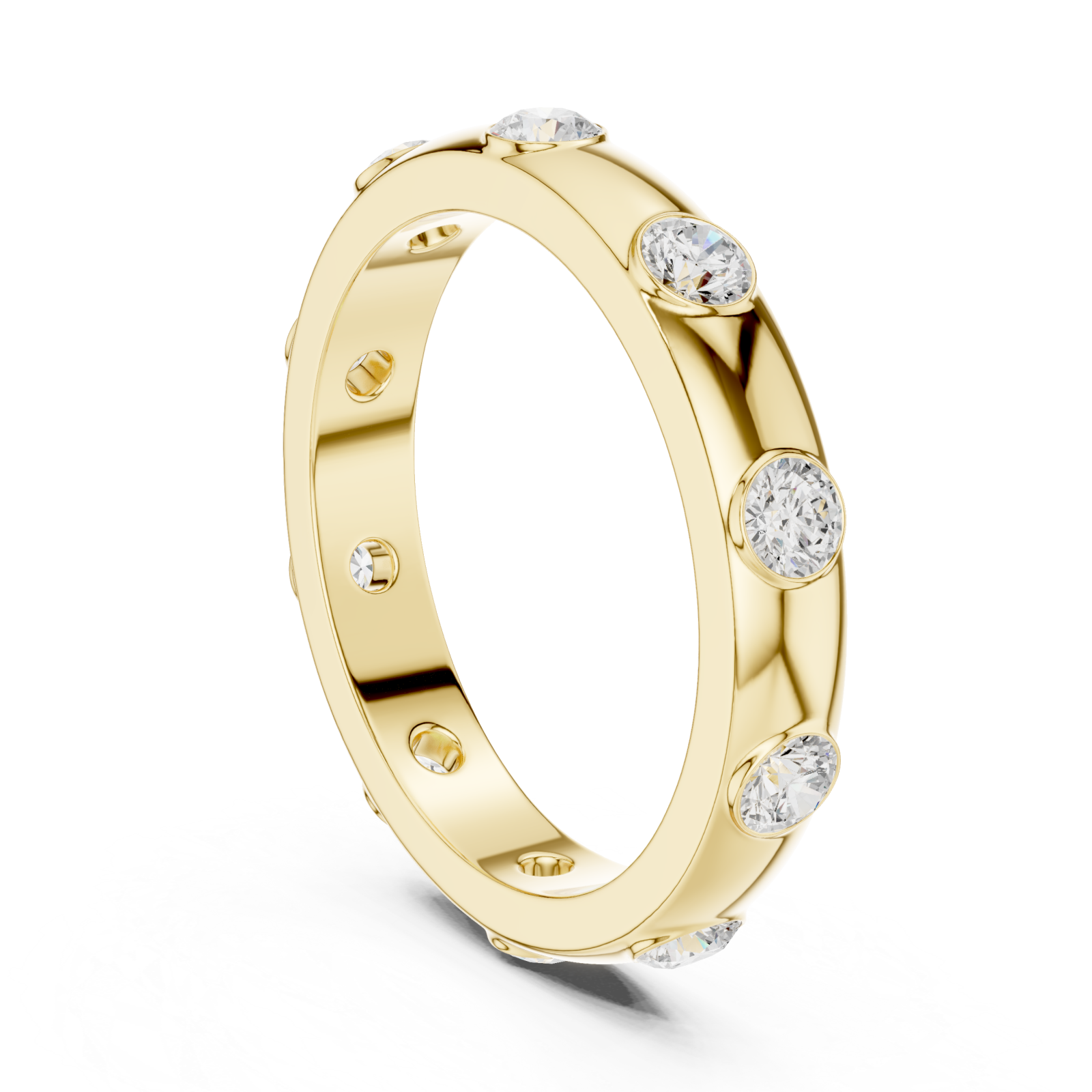  Gold Glinting Aura Sleek Band Ring Left View