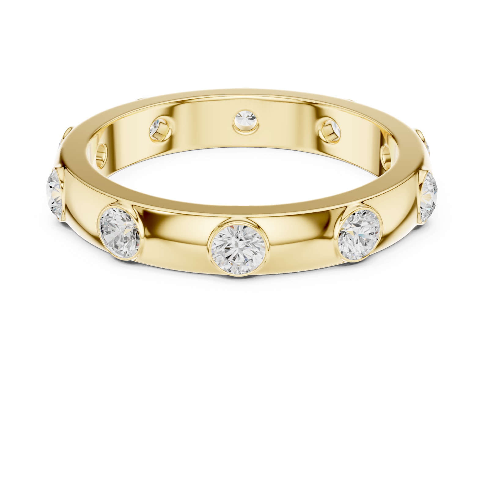  Gold Glinting Aura Sleek Band Ring Front View