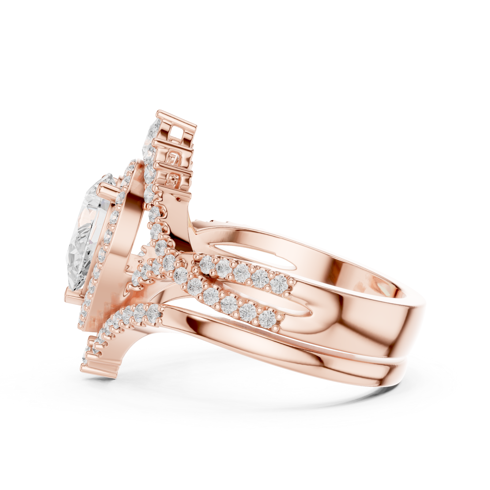  Rose Gold Celestial Crown Eternity Ring Side View