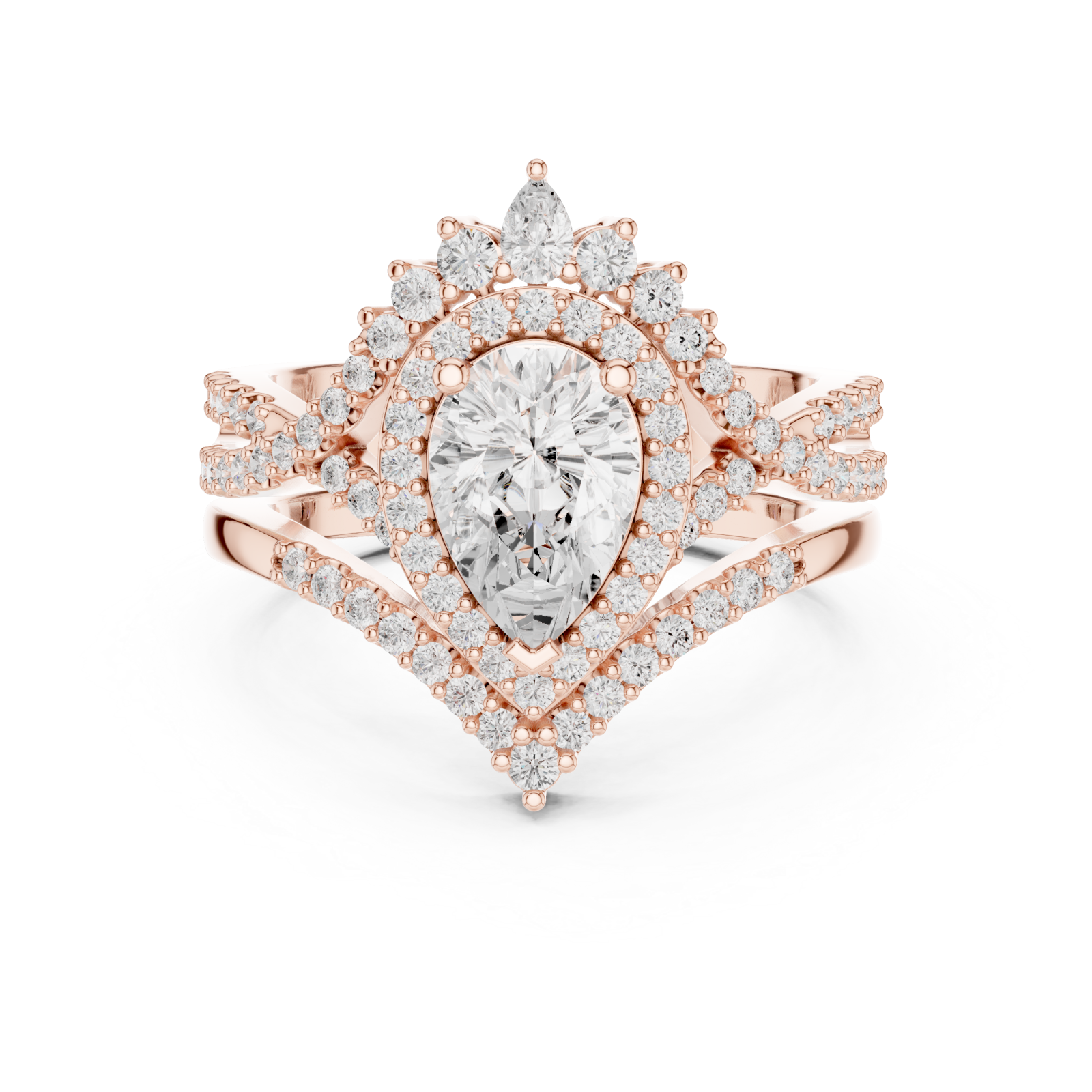  Rose Gold Celestial Crown Eternity Ring Front View