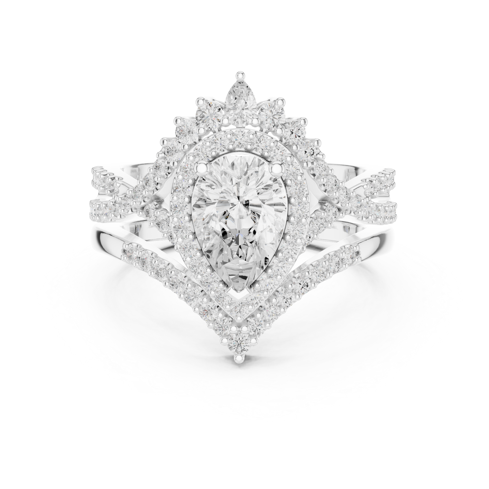  White Gold Celestial Crown Eternity Ring Front View
