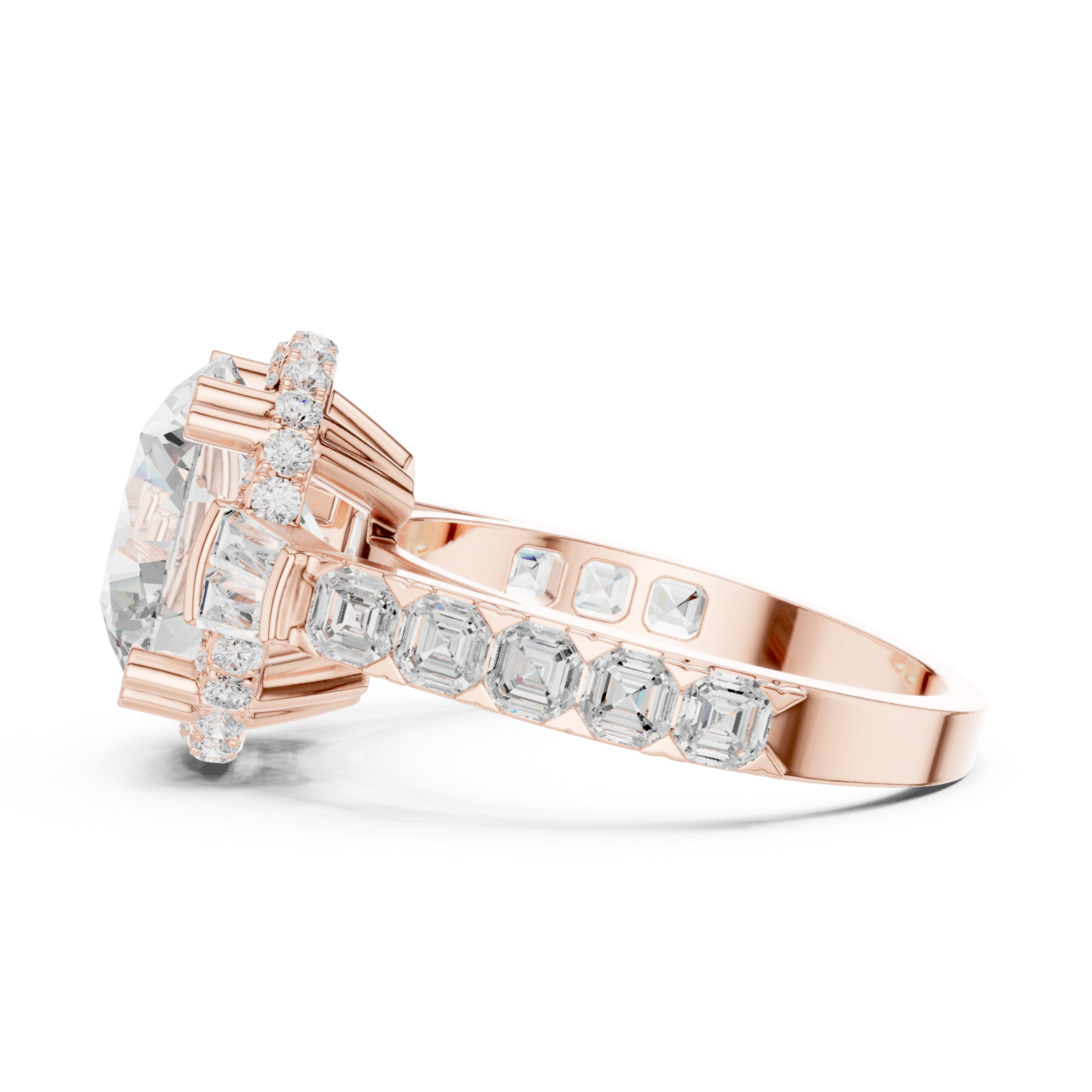  Rose Gold Radiance Crest Regal Ring Side View