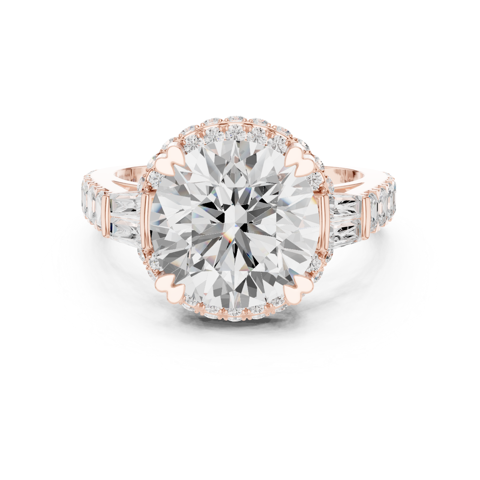  Rose Gold Radiance Crest Regal Ring Front View