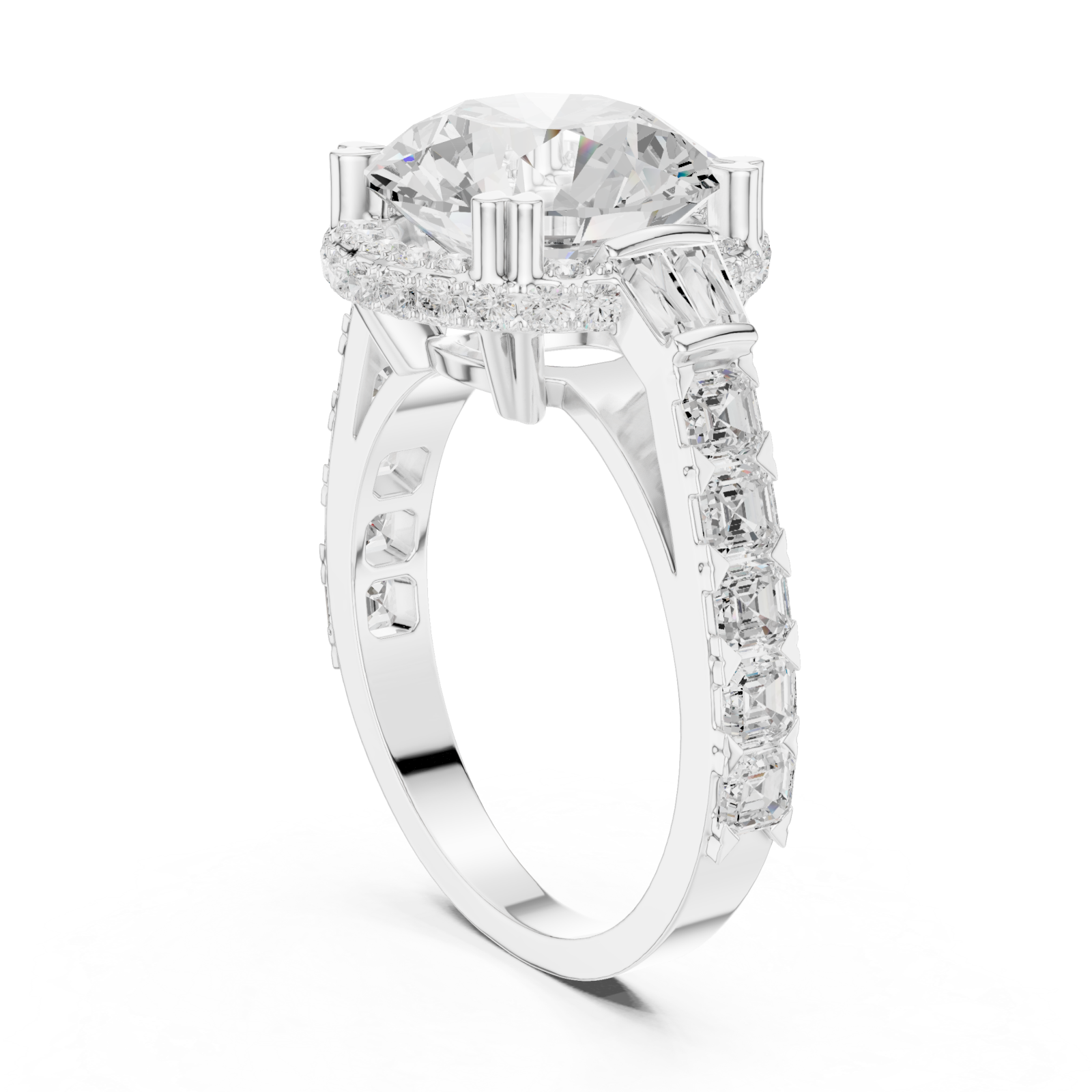  White Gold Radiance Crest Regal Ring Left View
