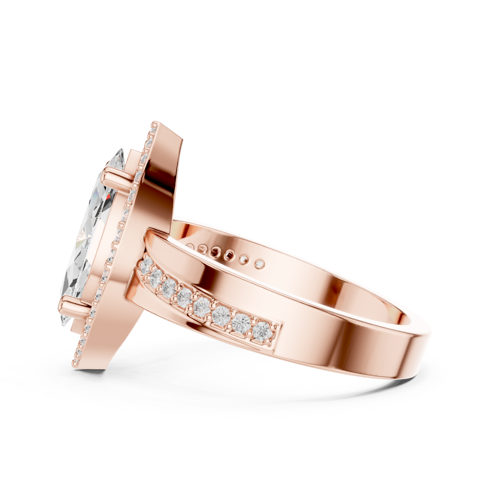  Rose Gold Eternal Serenade Iconic Signature Marquise Ring Side View