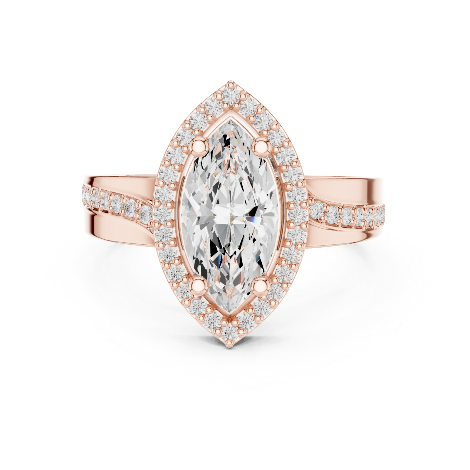  Rose Gold Eternal Serenade Iconic Signature Marquise Ring Front View