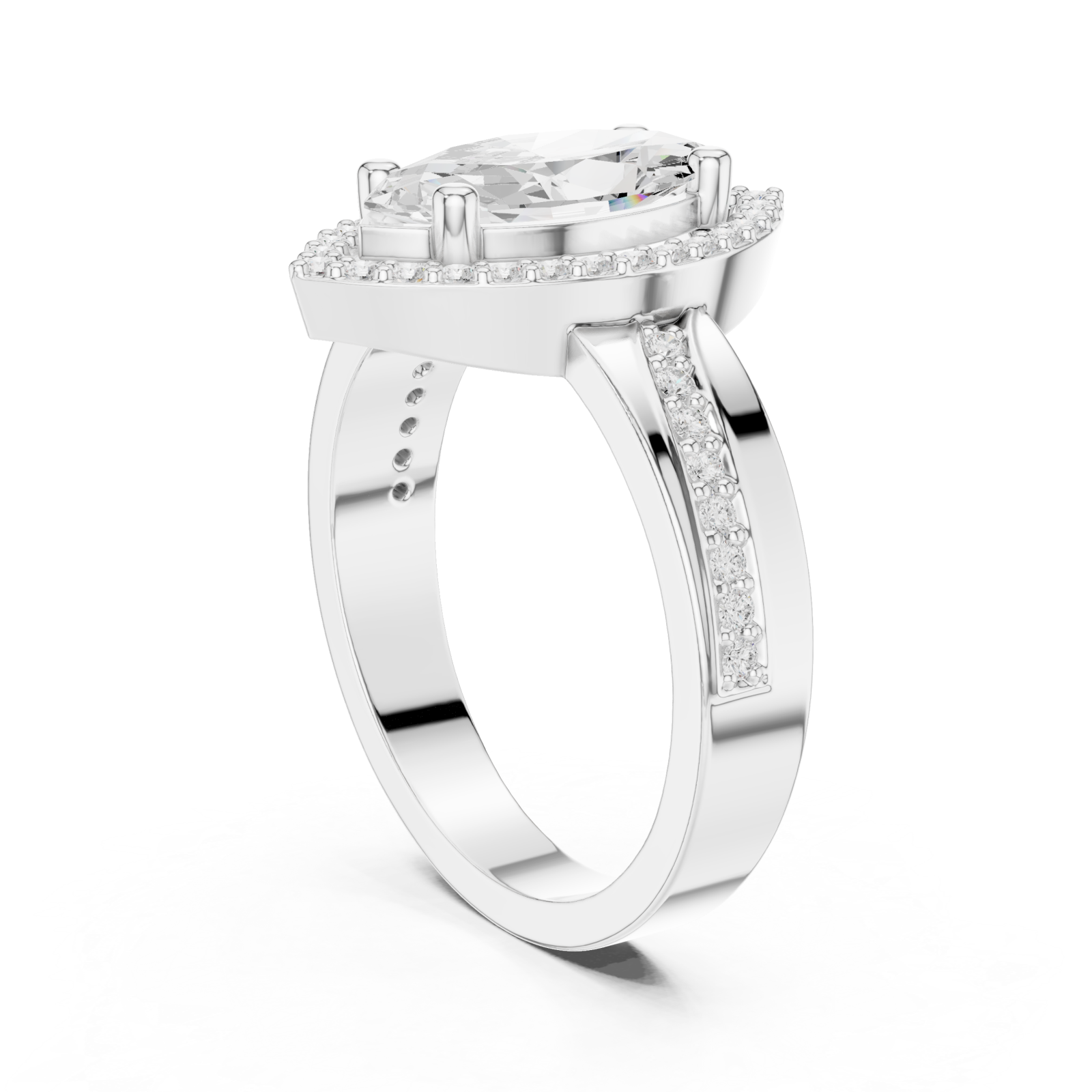  White Gold Eternal Serenade Iconic Signature Marquise Ring Left View