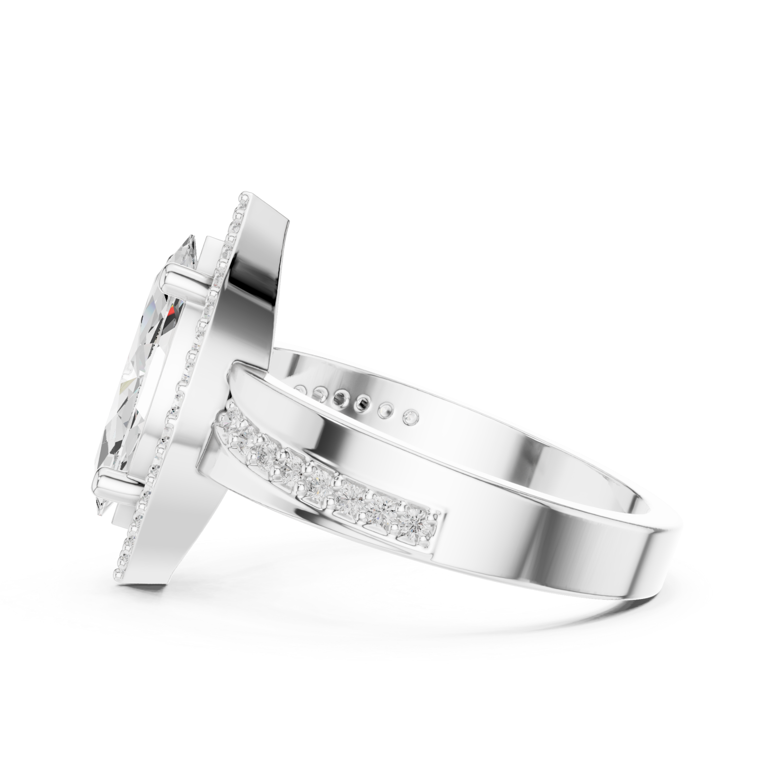  White Gold Eternal Serenade Iconic Signature Marquise Ring Side View