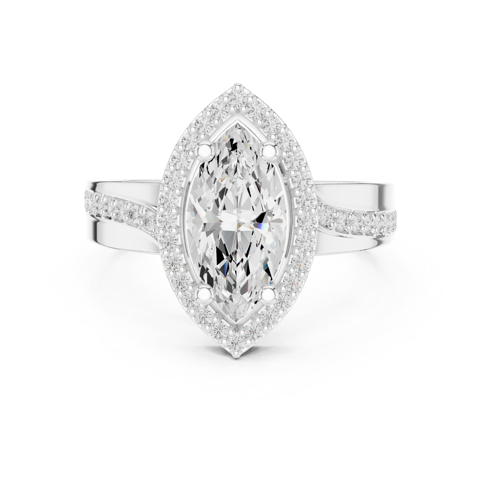  White Gold Eternal Serenade Iconic Signature Marquise Ring Front View