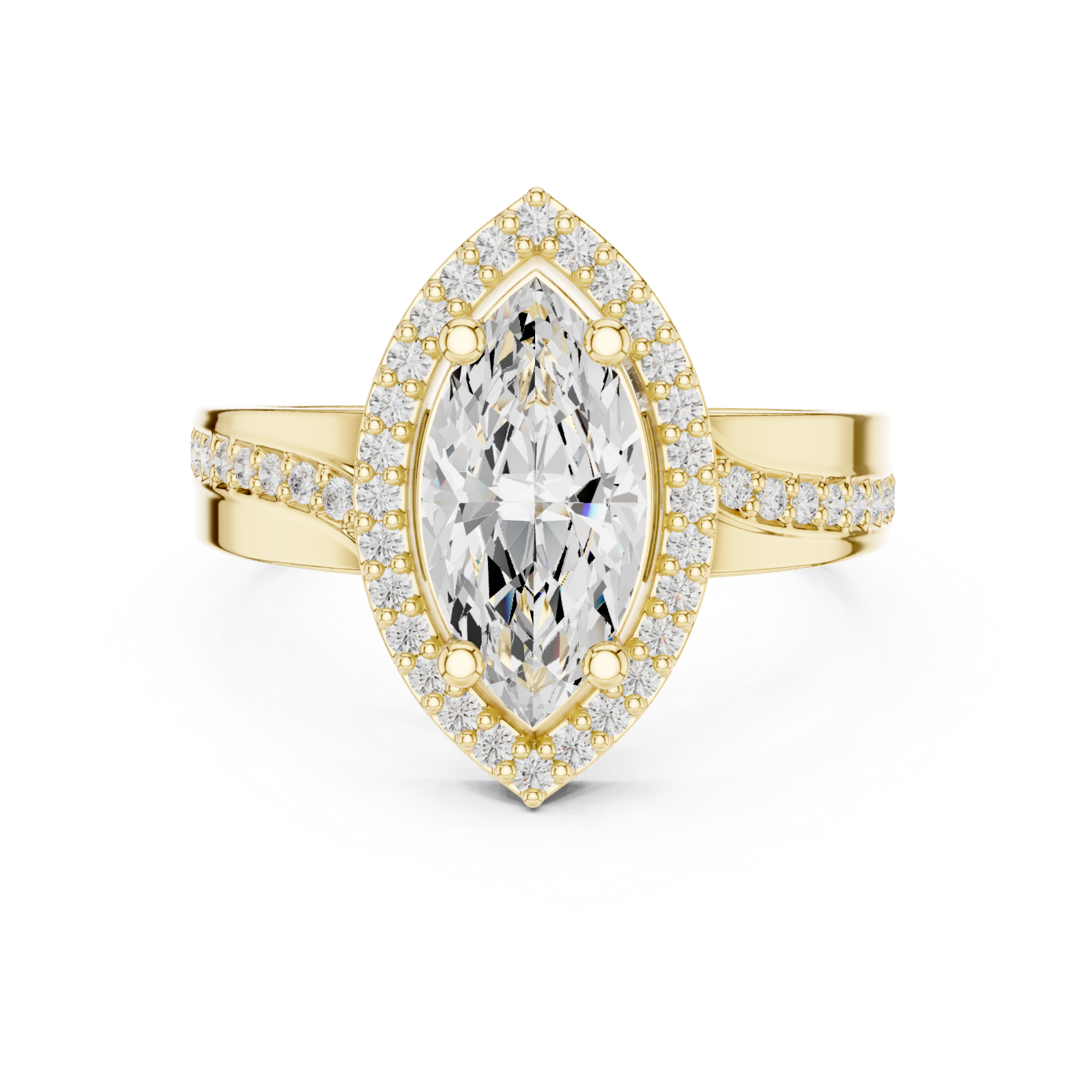  Gold Eternal Serenade Iconic Signature Marquise Ring Front View