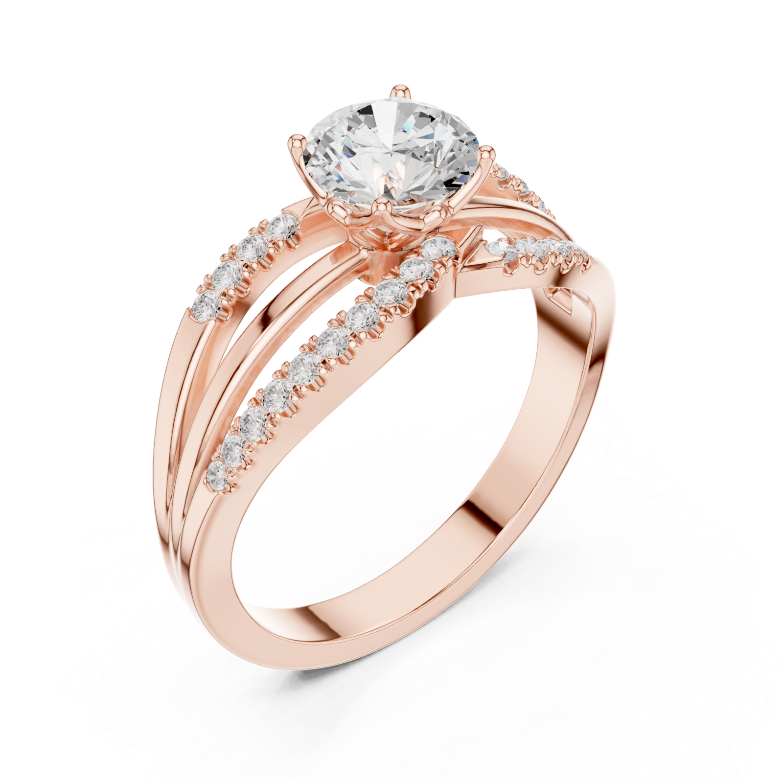  Rose Gold Harmony Split Shank Halo Ring Right View