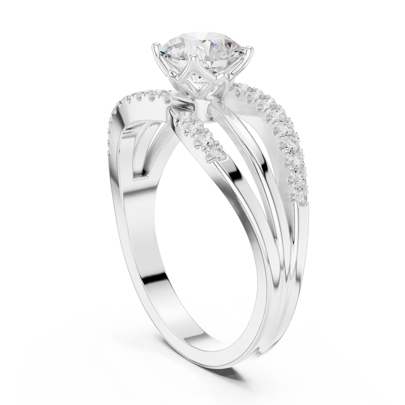  White Gold Harmony Split Shank Halo Ring Left View
