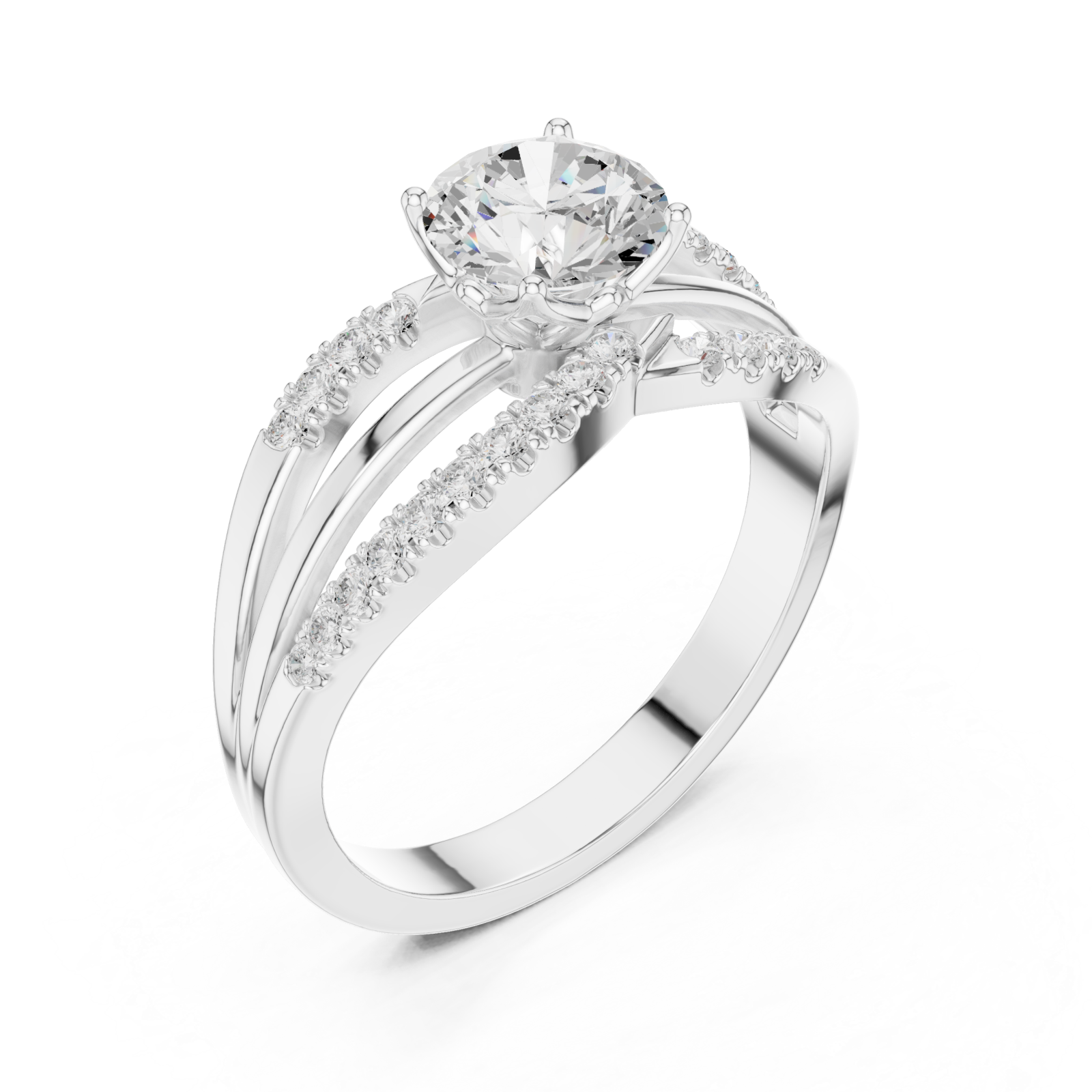  White Gold Harmony Split Shank Halo Ring Right View