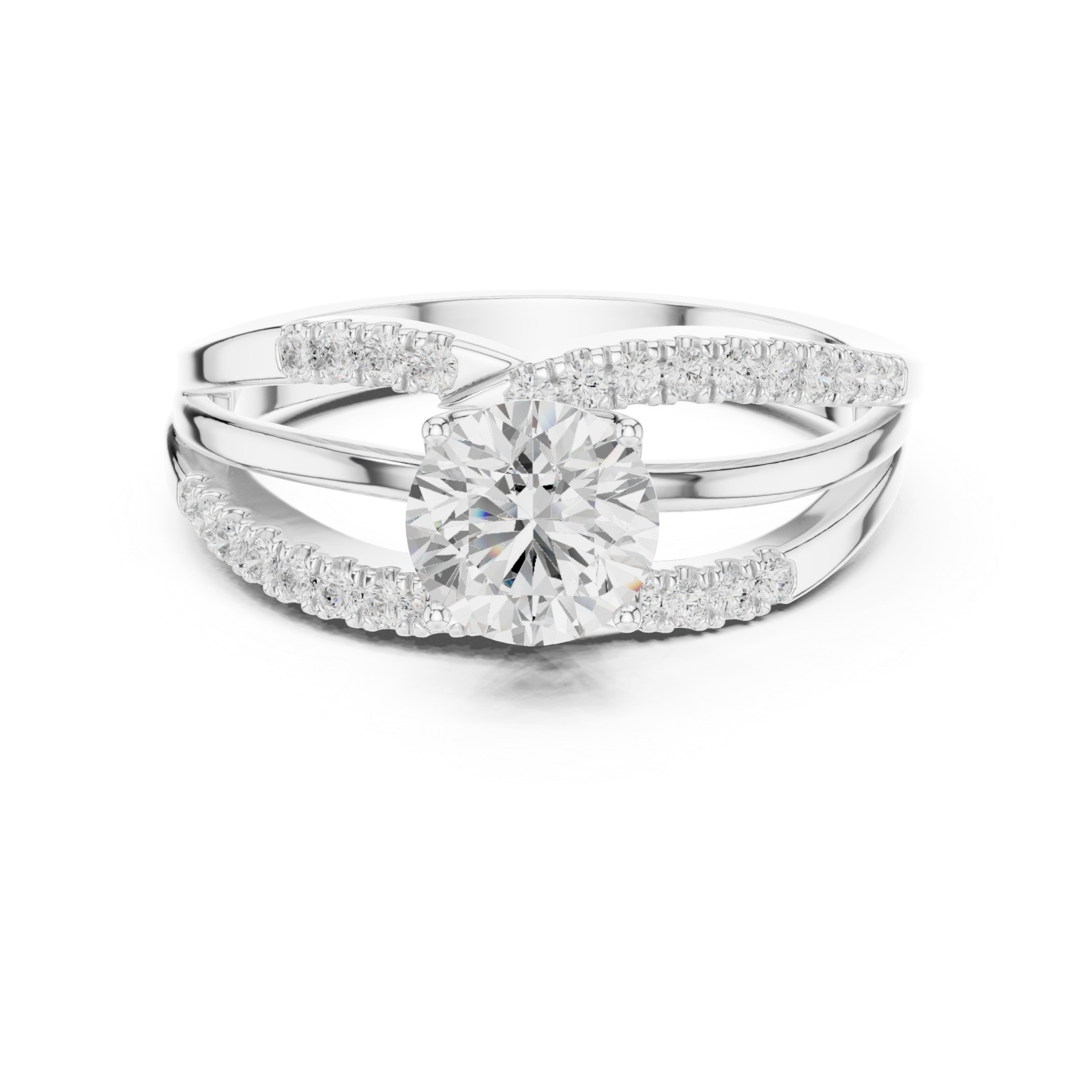  White Gold Harmony Split Shank Halo Ring Front View