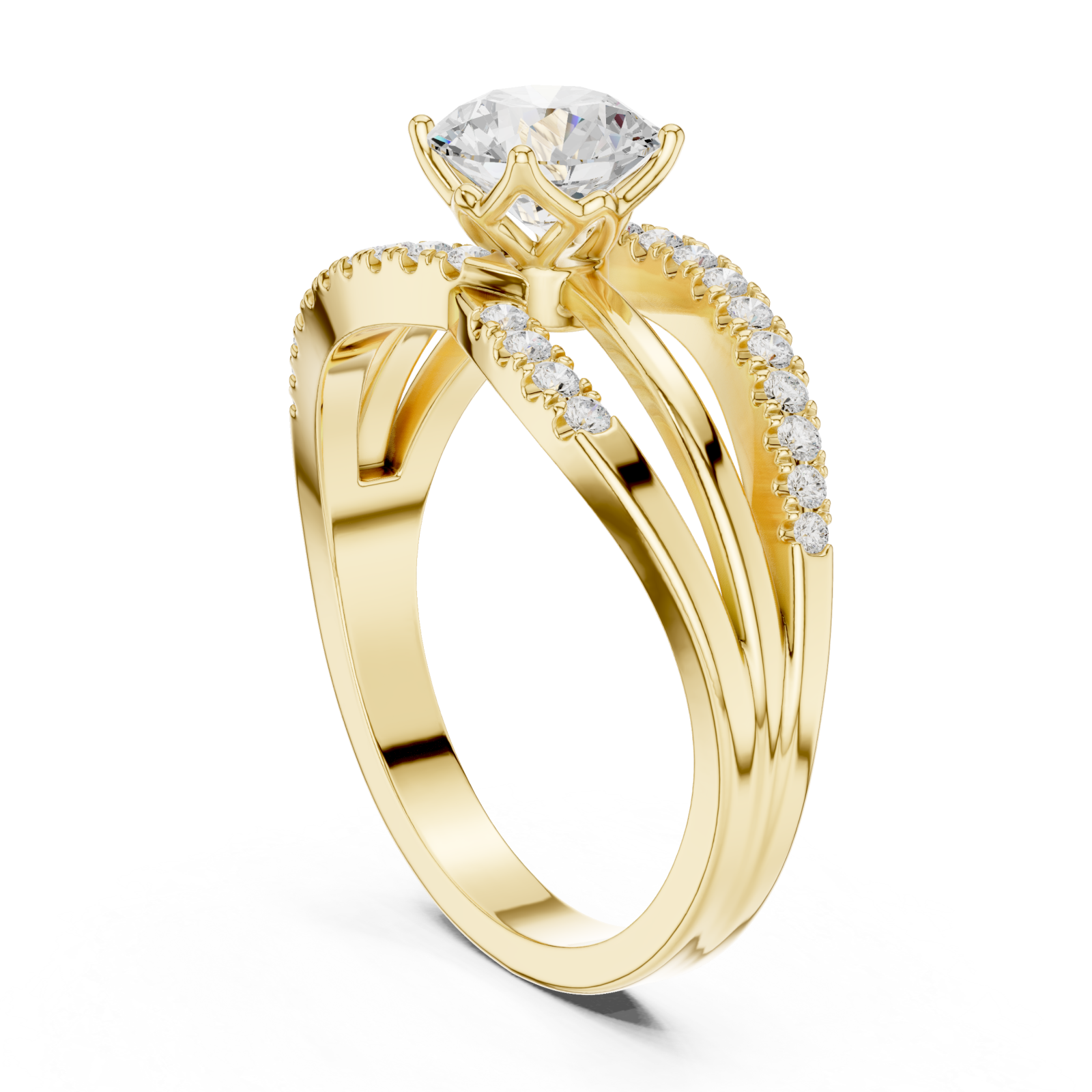  Gold Harmony Split Shank Halo Ring Left View
