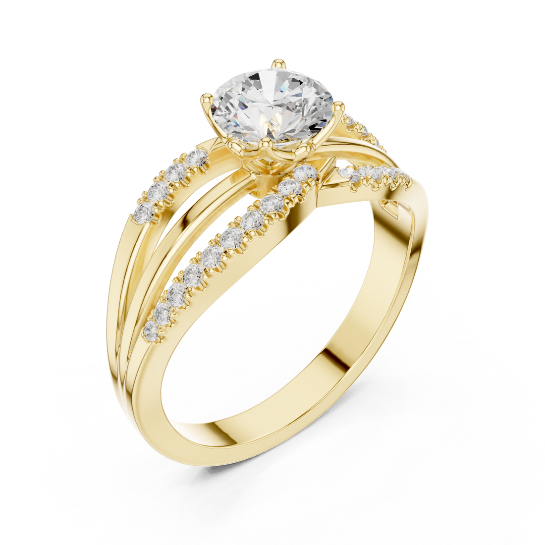 Gold Harmony Split Shank Halo Ring Right View