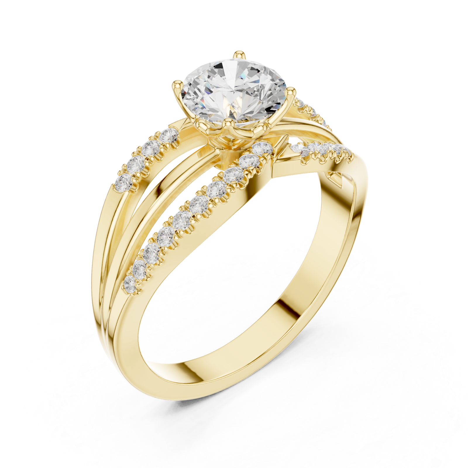 Gold Harmony Split Shank Halo Ring Right View