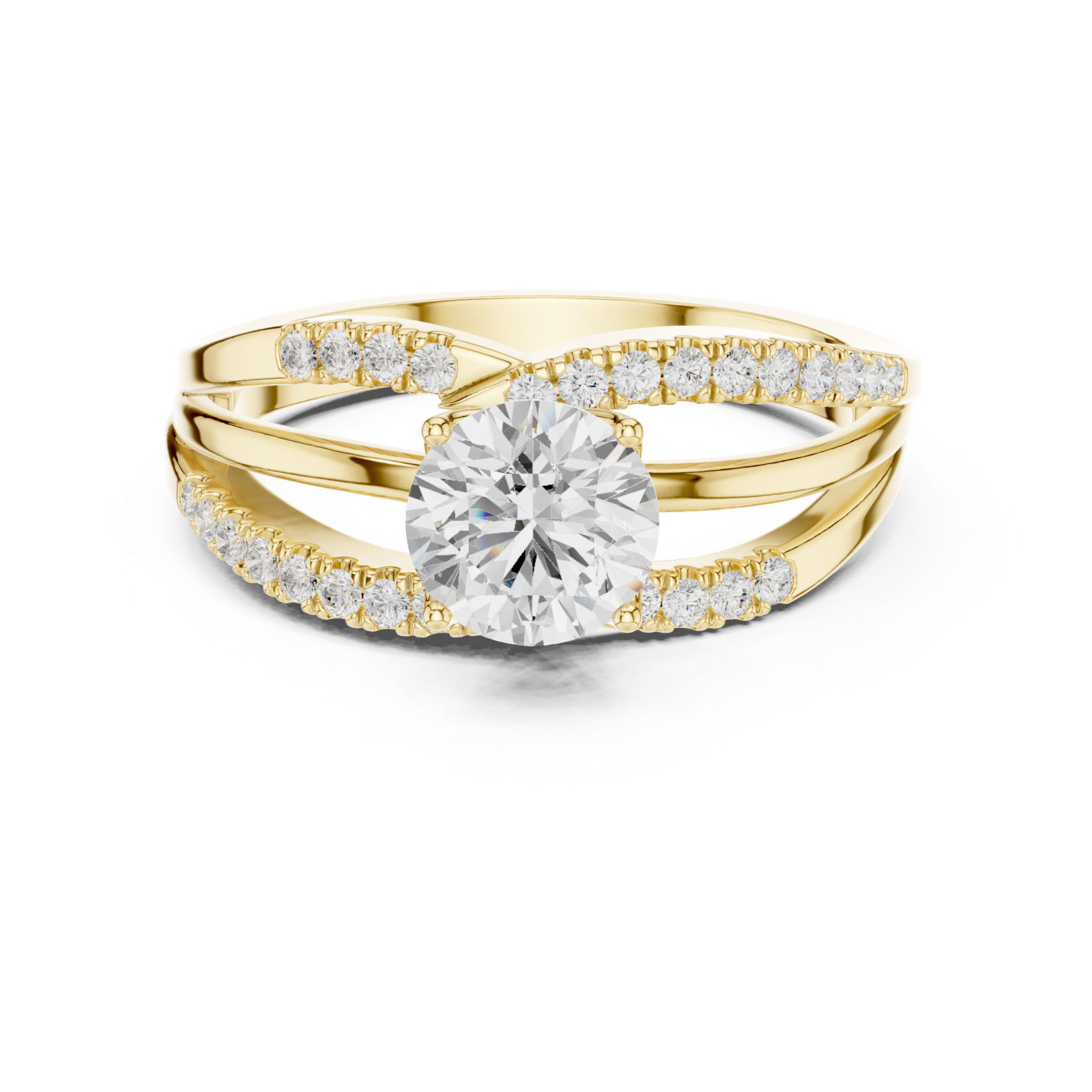  Gold Harmony Split Shank Halo Ring Front View
