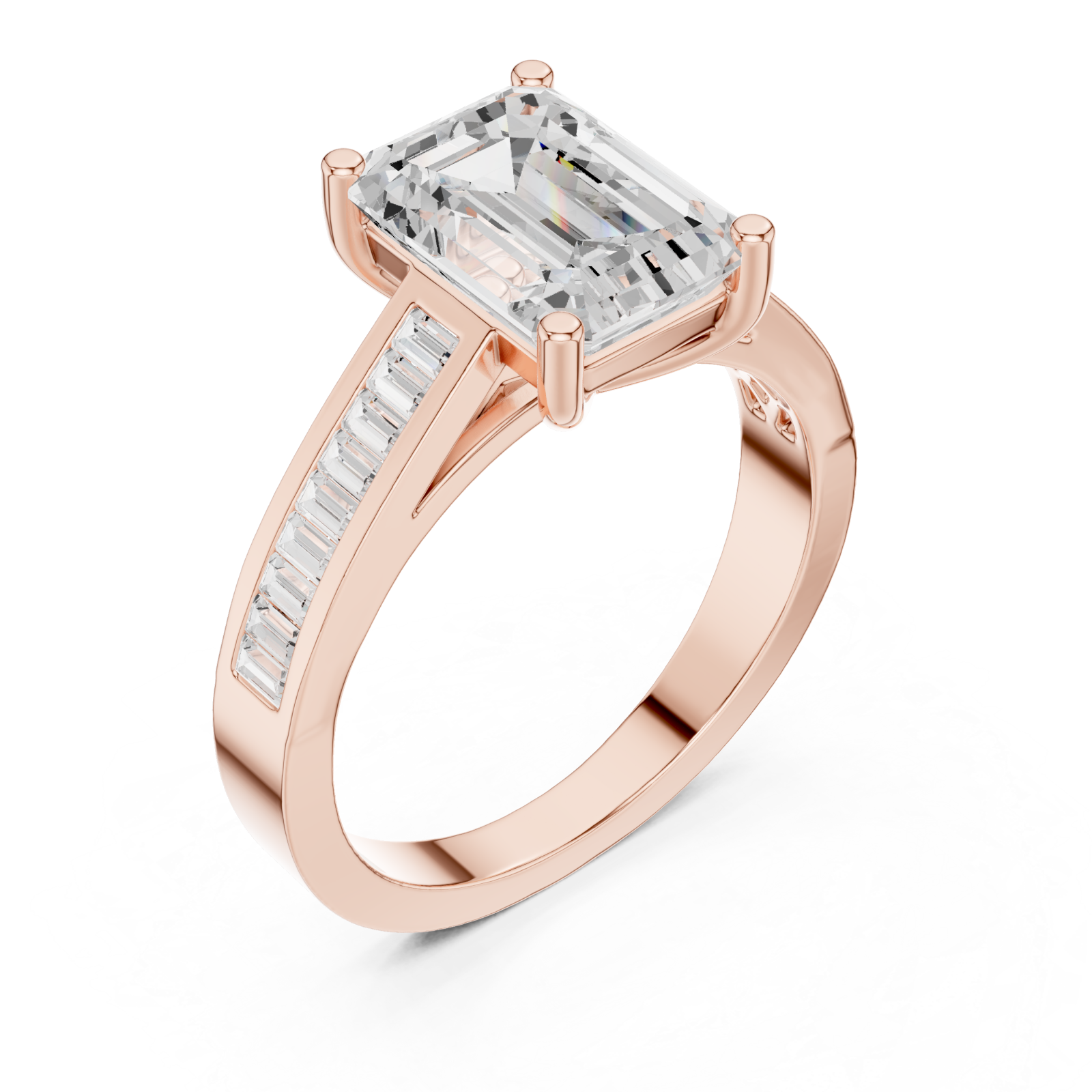  Rose Gold Timeless Geometric Luxe Solitaire Ring Right View