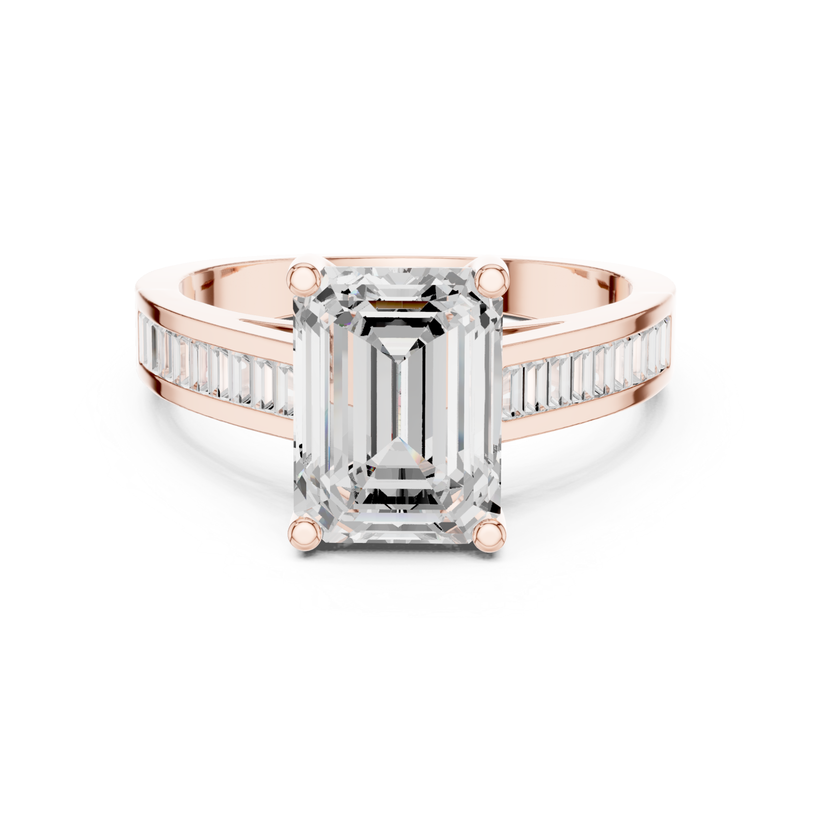  Rose Gold Timeless Geometric Luxe Solitaire Ring Front View