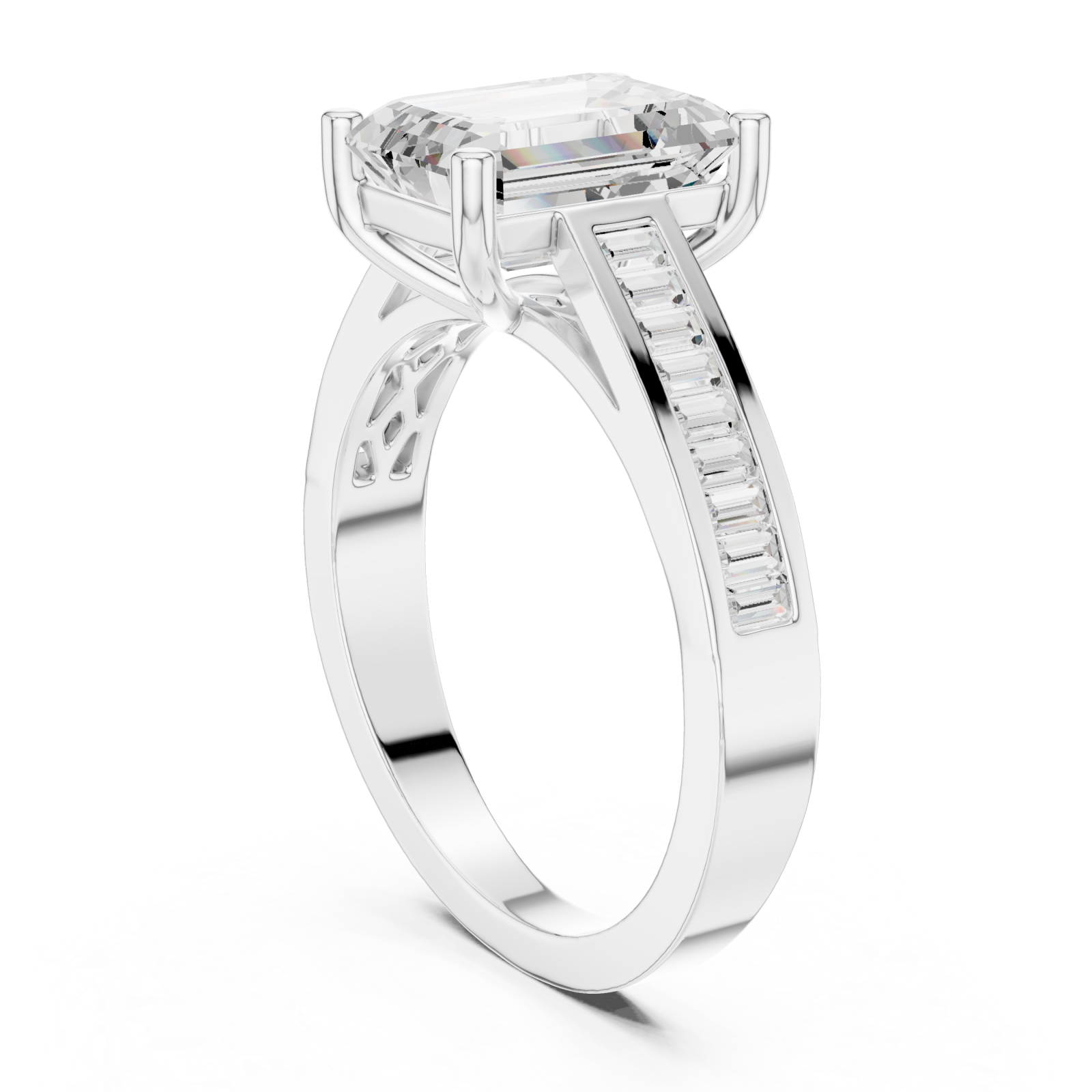  White Gold Timeless Geometric Luxe Solitaire Ring Left View
