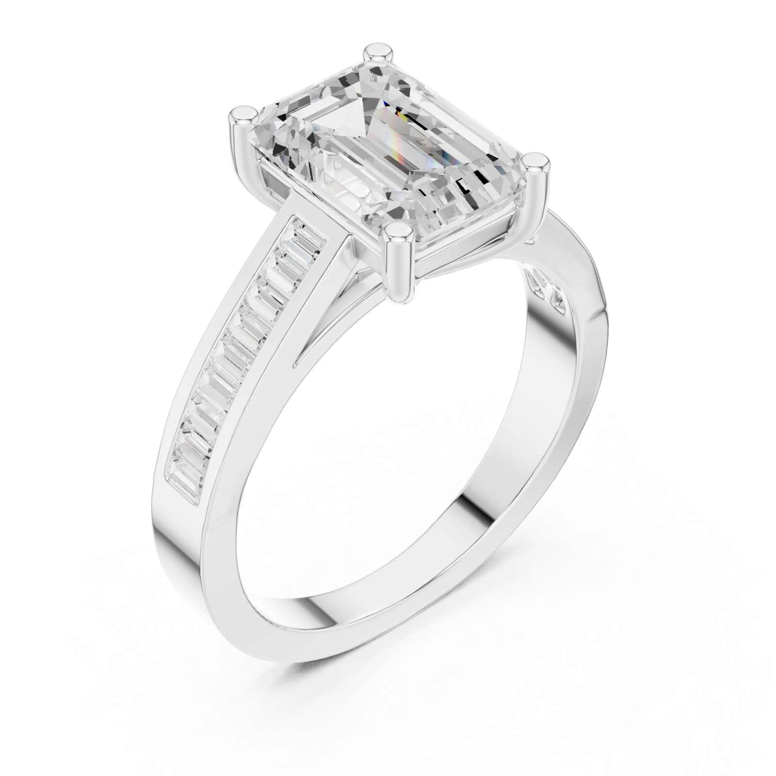  White Gold Timeless Geometric Luxe Solitaire Ring Right View