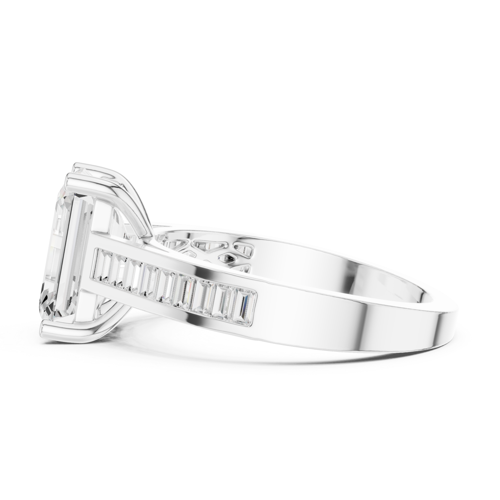  White Gold Timeless Geometric Luxe Solitaire Ring Side View