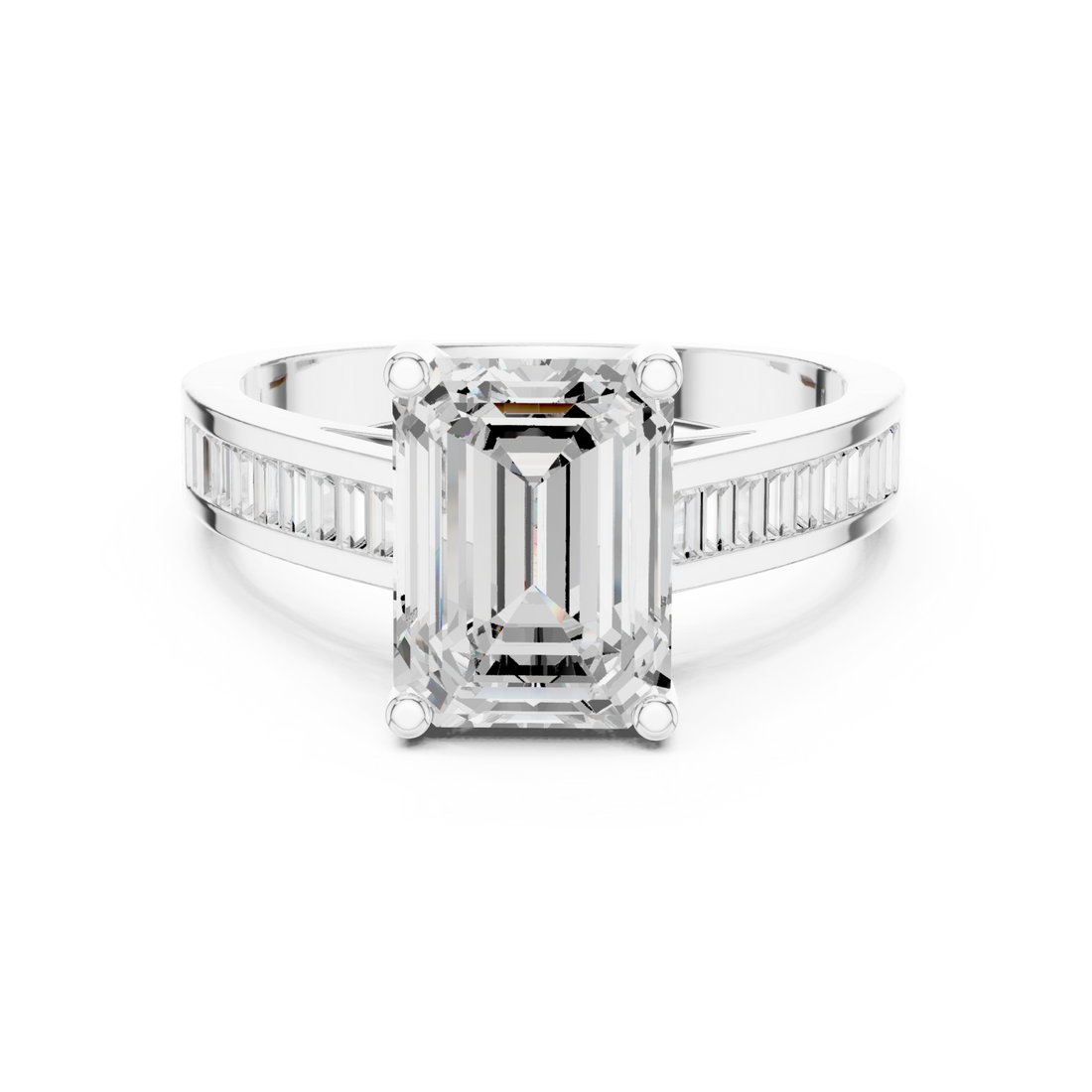  White Gold Timeless Geometric Luxe Solitaire Ring Right View