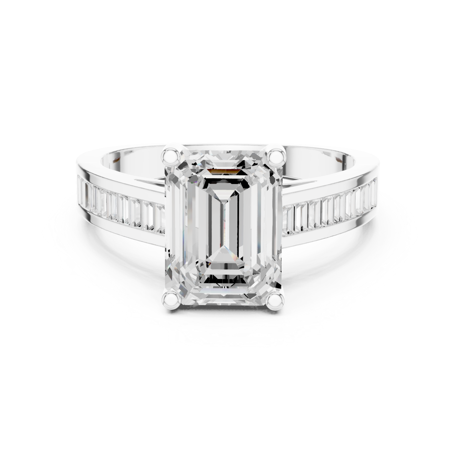  White Gold Timeless Geometric Luxe Solitaire Ring Front View