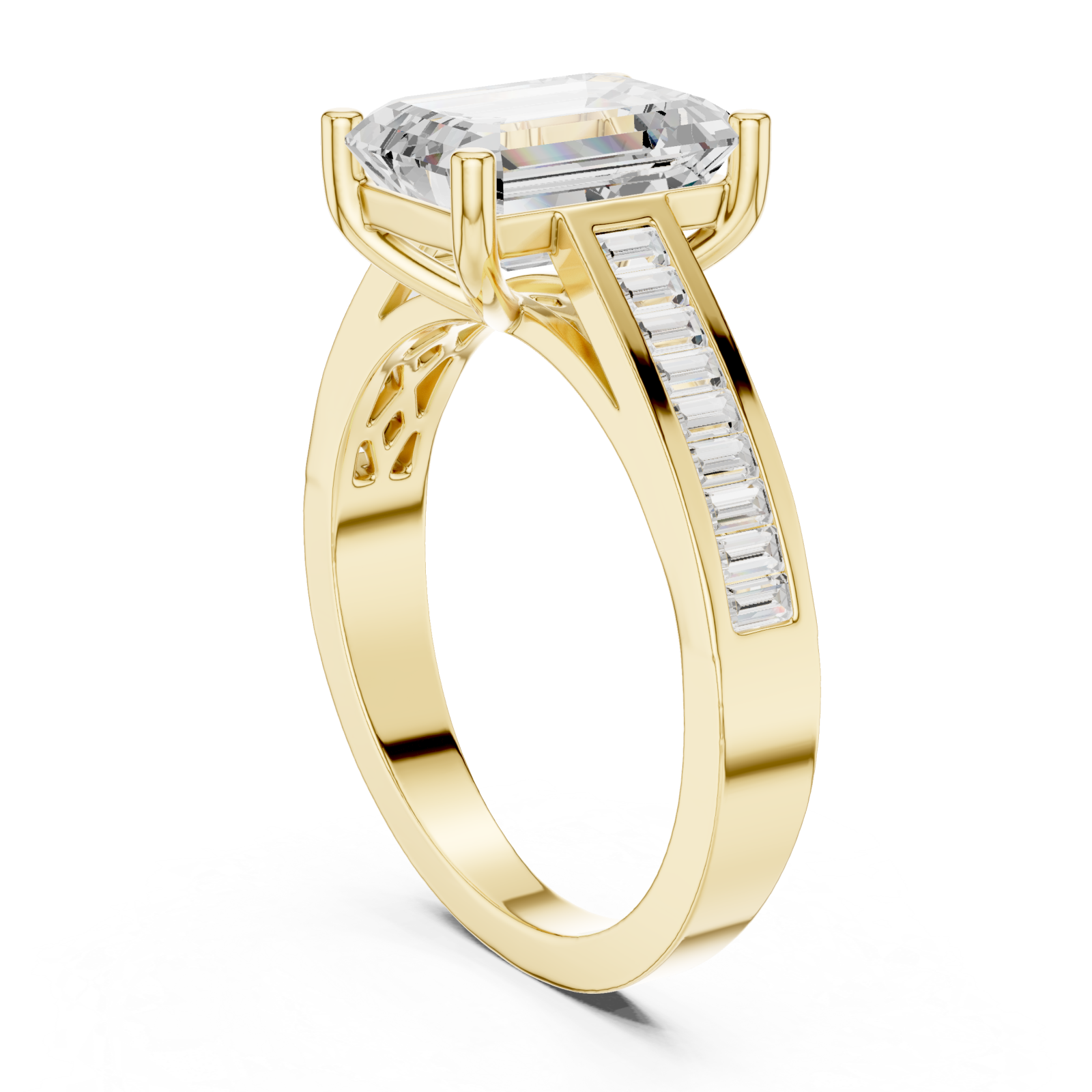  Gold Timeless Geometric Luxe Solitaire Ring Left View
