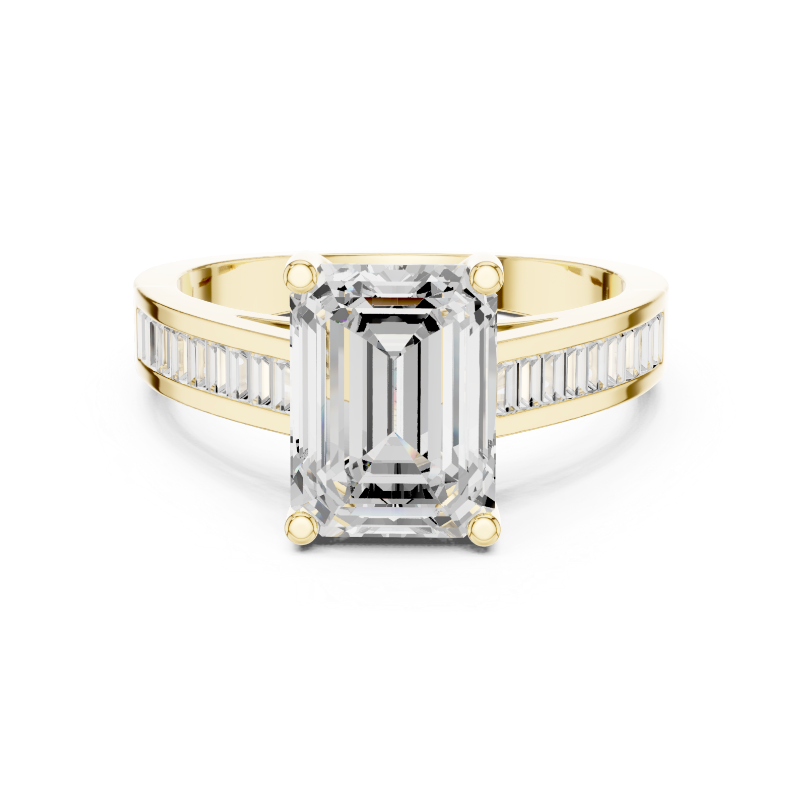 Gold Timeless Geometric Luxe Solitaire Ring Front View