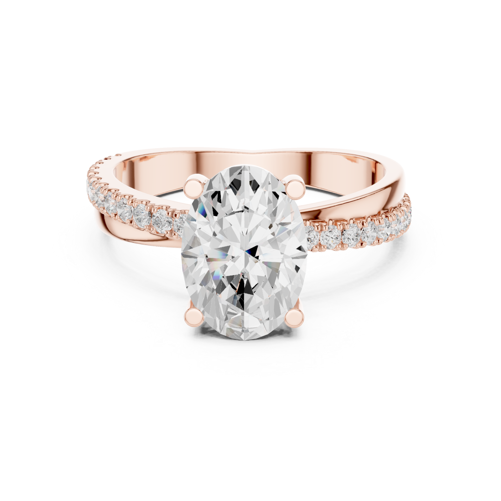  Rose Gold Timeless Oval Whisper Ring Front View