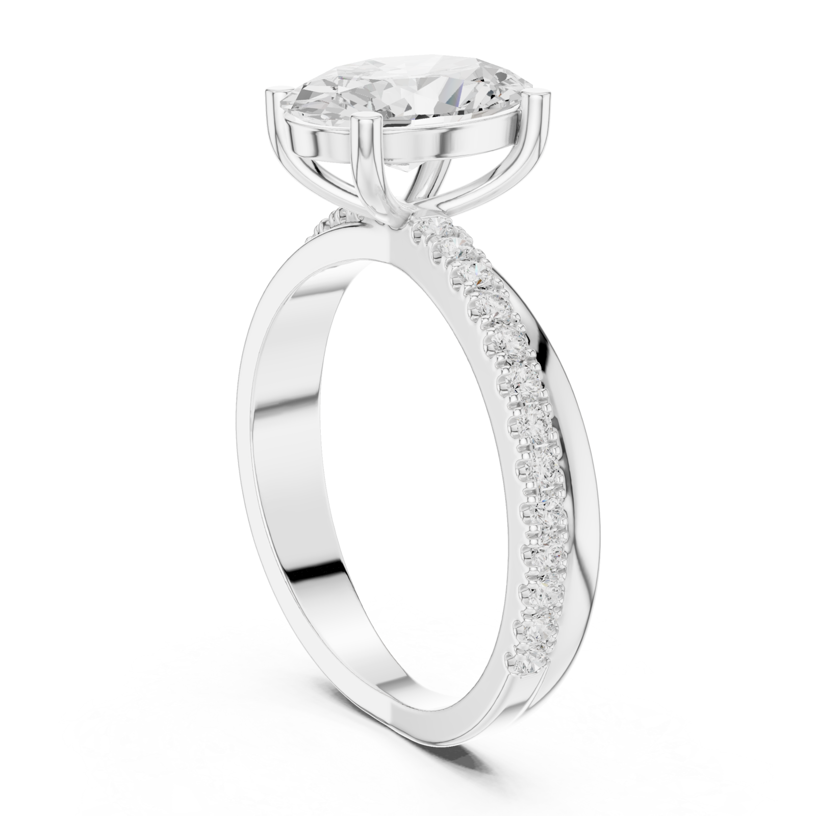  White Gold Timeless Oval Whisper Ring Left View