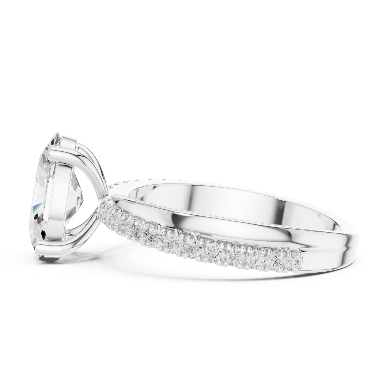  White Gold Timeless Oval Whisper Ring Side View