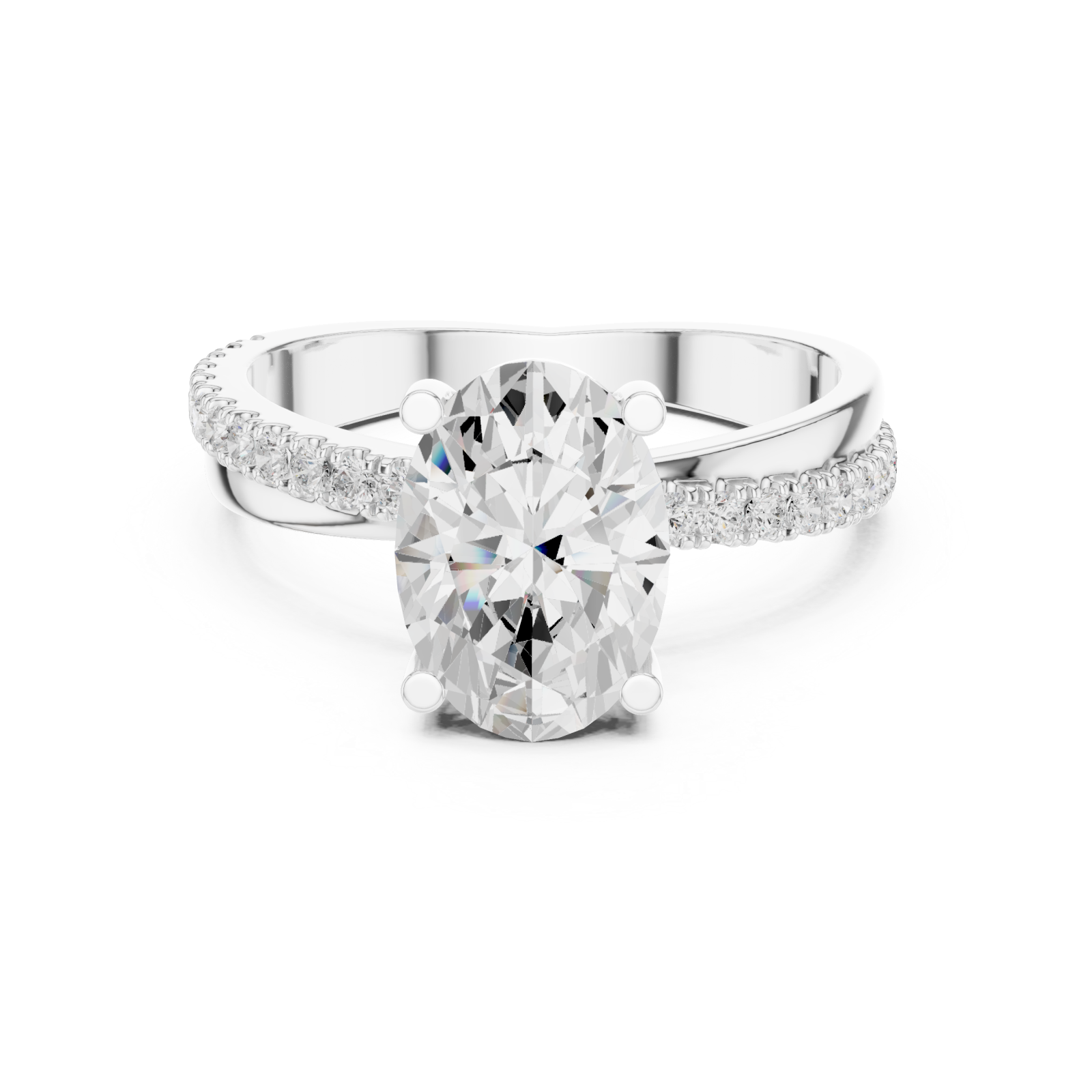  White Gold Timeless Oval Whisper Ring Front View