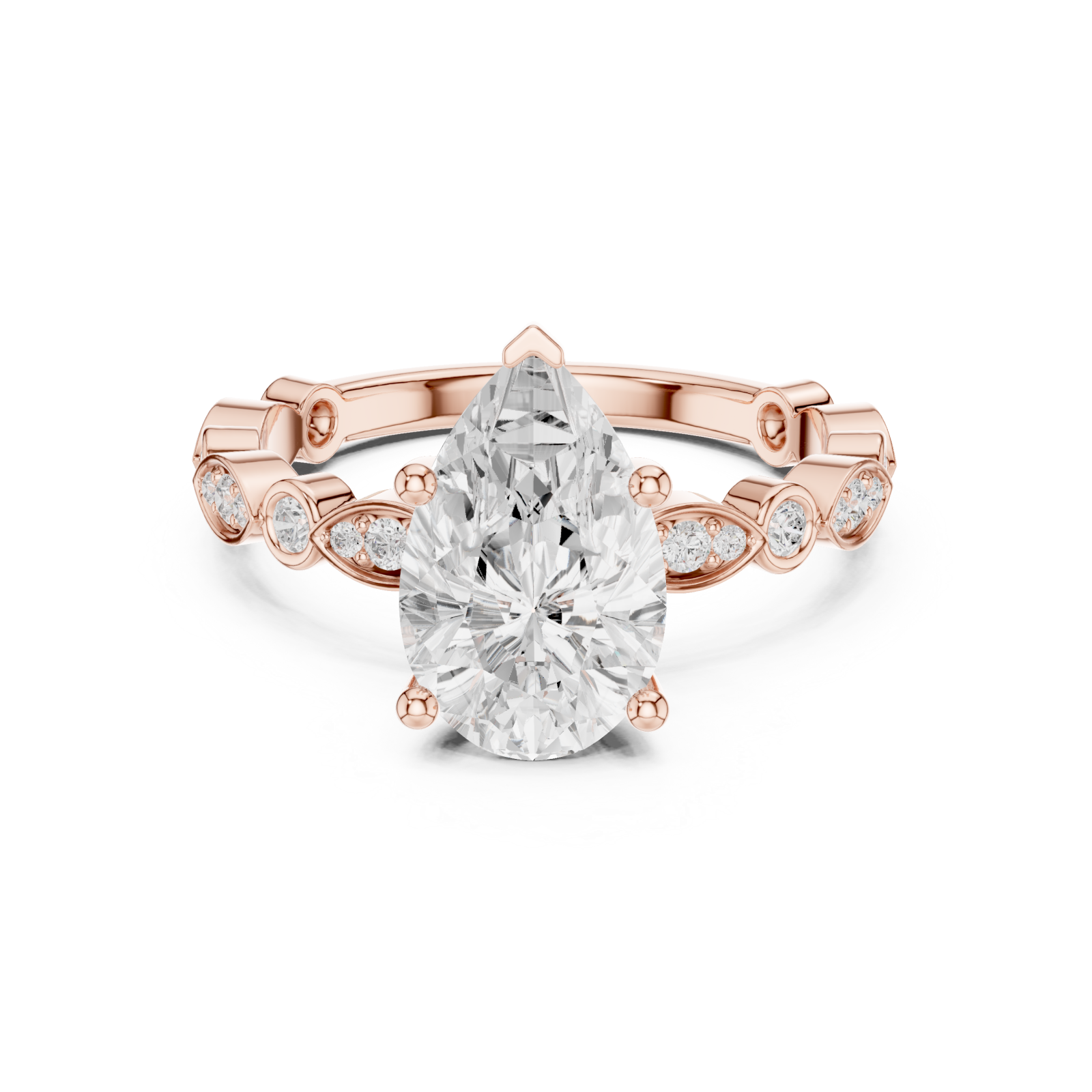  Rose Gold Celestial Whimsy Round Accent Band Front View