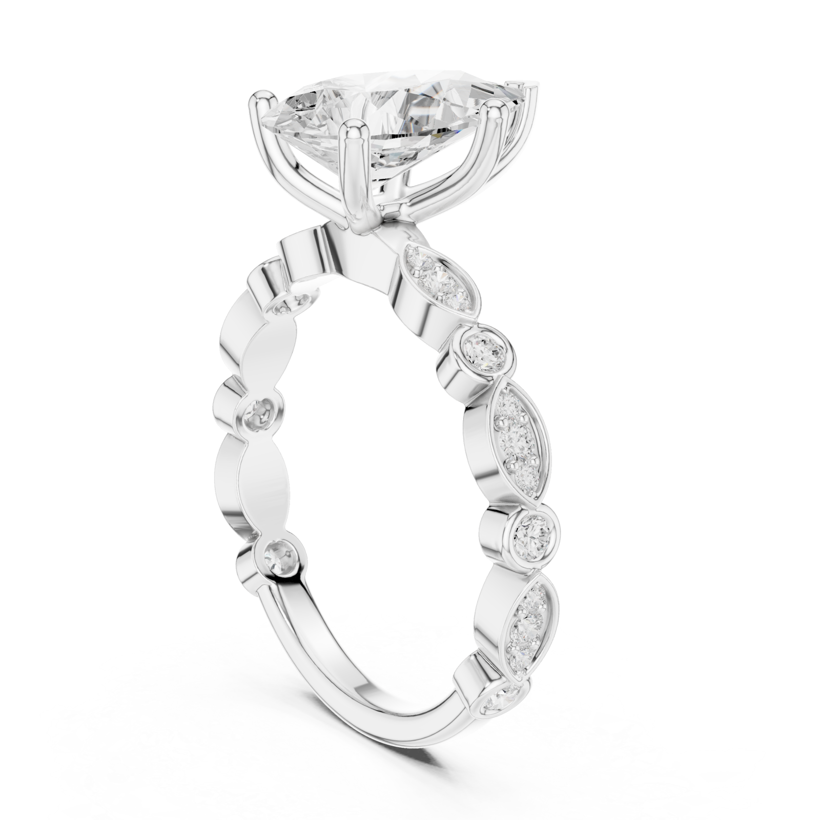  White Gold Celestial Whimsy Round Accent Band Left View